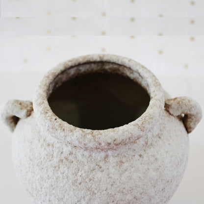 Elegant Cottage Ophelia Handmade Vintage Vase, Rustic Pottery,Decorative Flower Vase,Grey Textured Cement Vase , Medium Slim Body 10.5 x 10.5 x 8.3