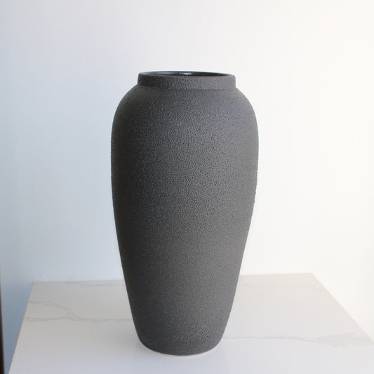 Elegant Cottage Sophia Handmade Vintage Vase, Shelf Decor vase, Rustic Pottery,Decorative Flower Vase for Home Decor, Textured Black Vase